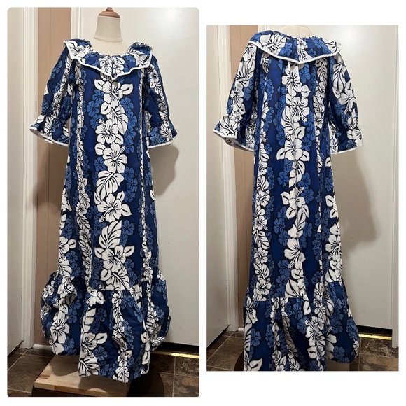 Hilo Hattie | Dresses | Vintage 6s 70s Hilo Hattie Hawaiian Dress Blue ...